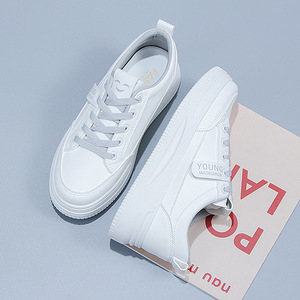 Zapatillas de <span class=keywords><strong>Tenis</strong></span> Cómodas de Piel Sintética para <span class=keywords><strong>Mujer</strong></span>, Zapatillas Casuales con Cordones y Malla, Zapatillas Planas Blancas para Verano para Damas y Chicas - Product Image 4