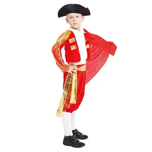 زي المعتصم الأعلى مبيعاً للأطفال الاطفال الأحمر اللامع الأسباني زي المعتصم الأحمر الأبيض الايسباني بدلة الملاكم الأبقار للأولاد DX-B005004