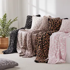 Luxe moelleux Poly microfibre léopard canapé canapé housse de coussin taie d'oreiller demi cachemire salon décoratif décor à la maison