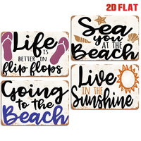 Juego de Letreros Metálicos con Temática de Playa, Decoración de Pared Vintage con Diseño de Chanclas, Decoración Costera para Patio