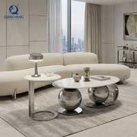 Meubles de salon, table basse en marbre avec structure en acier moderne, fabrication en usine