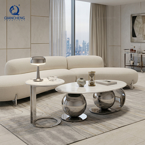 Meubles <span class=keywords><strong>de</strong></span> salon, table basse moderne en acier et marbre - Product Image 1