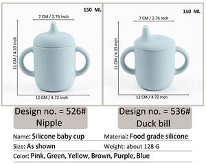 Karikatür çocuk tasarımı ile özel 2-in-1 silikon eğitim fincanı Sippy pipetli bardak kapak kolu bebek besleme içme malzemeleri - Product Image 2