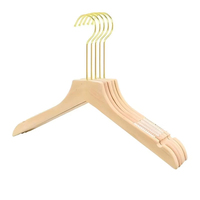 Cintres personnalisés en bois massif avec logo, antidérapants, à crochet doré pour magasins de vêtements et rangement de garde-robe