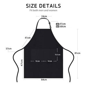 WSY967 Tabliers de cuisine noirs vierges en coton et polyester, imperméables, personnalisables avec logo, pour hommes et femmes, pour restaurants et chefs - Product Image 4