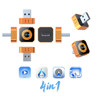 Dongle multimédia USB intelligent 4-en-1 Plug & Play pour convertir CarPlay filaire en sans fil, Android Auto et AirPlay