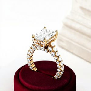Bague de fiançailles en diamant de laboratoire 5 carats taille émeraude en or blanc 18 carats certifiée IGI, bijoux tendance pour femmes - Product Image 2