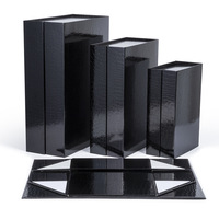 Boîtes en papier magnétiques pliantes, emballage de cosmétiques pour les produits de soins de la peau, noir uni, rectangle, vide, collection 350x240x120mm