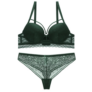 Conjuntos de <span class=keywords><strong>sujetador</strong></span> y bragas para mujer, lencería íntima de encaje, conjunto de <span class=keywords><strong>sujetador</strong></span> y bragas con relleno fino y efecto push-up, conjunto cómodo de <span class=keywords><strong>sujetador</strong></span> y bragas fruncidas - Product Image 3