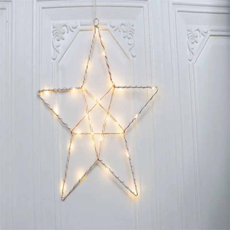 新しいLEDアイアンアート五芒星銅線ライトクリスマスホームデコレーションペンダントライト