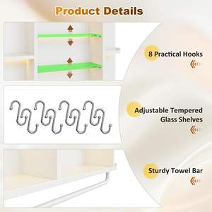 Mueble de Exhibición Decorativo Ecológico de Madera, Estante de Almacenamiento con Capas Ajustables y Ganchos para Sala de Estar, Uso en Hoteles, Diseño Moderno, Grande - Product Image 6