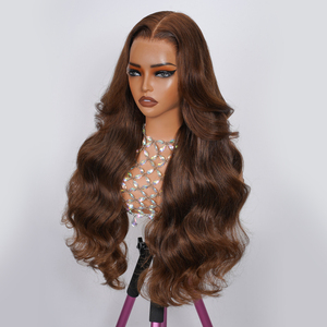 Parrucca Lace Front 13*6 con Onde Morbide, Densità 180, Vendita all'Ingrosso # <span class=keywords><strong>Capelli</strong></span> Pre-Plucked Marrone <span class=keywords><strong>Scuro</strong></span> con Pizzo Trasparente e Attaccatura <span class=keywords><strong>Naturale</strong></span> per un Look Voluminoso - Product Image 2