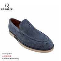 Mocassins pour hommes en daim de vache, perforés, à enfiler, respirants, semelle en caoutchouc, chaussures décontractées élégantes RADOLFA pour l'été