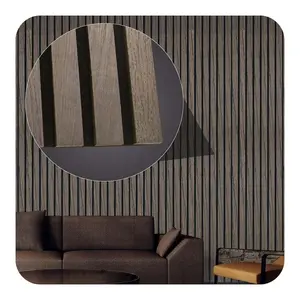 噪音消除3D木质墙板烟熏橡木饰面隔音木质板条内墙装饰隔音板