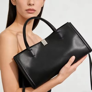 Tas Tote Persegi Panjang Kulit Asli Minimalis Wanita Tali Selempang Dapat Dilepas Tas Tangan Komuter Kantor Bisnis Kapasitas Besar - Product Image 1