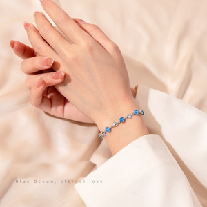 KOMI amor corazón pulsera niñas CZ pulseras rosa azul Cubic Zirconia mar del corazón pulseras para Boudoir estudiante mano joyería - Product Image 3