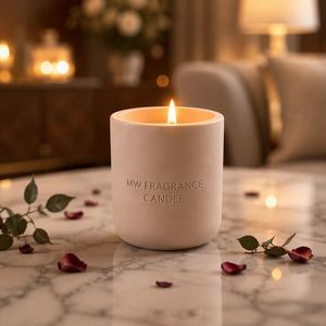 Bougie parfumée en céramique beige mat MW à une seule mèche, minimaliste, aromathérapie pour la décoration de la maison - Product Image 3