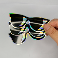 Autocollant holographique à paillettes étanche résistant aux UV avec logo découpé à l'emporte-pièce Étiquette d'autocollant arc-en-ciel hologramme argenté au Laser
