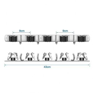 <b>Wall</b> Mount Heavy Duty Broom Hanger <b>Mop</b> Hooks Self Adhesive Broom Holder - Product Image 2