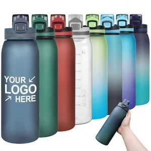 Botella de Agua Deportiva de Plástico Tritan Reutilizable, Libre de BPA, para Gimnasio y Actividades al Aire Libre, Personalizada, de 30 oz, con Tapa Abatible a Prueba de Fugas y con Logotipo - Product Image 1