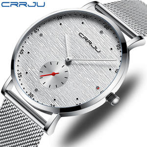 CRRJU Orologio da uomo alla moda, semplice, ultra sottile, con cinturino in maglia di acciaio inossidabile, orologio da polso al quarzo, casual, impermeabile, orologio da uomo, regalo <span class=keywords><strong>per</strong></span> uomo - Product Image 4