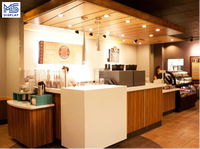 Comptoir de bar à café personnalisé, mobilier commercial, comptoir de décoration de bar pour l'aménagement complet des intérieurs de café et de conception de magasins tout-en-un