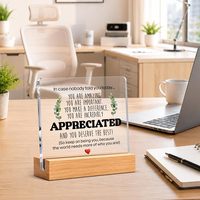 Plaque de bureau en acrylique noble avec base en bois, citation inspirante, cadeau d'appréciation pour la décoration de bureau et de maison, plaque de motivation