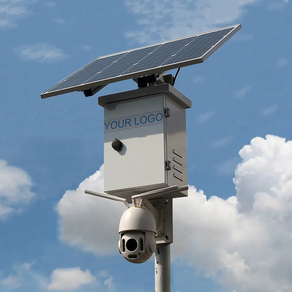 Беспроводная система видеонаблюдения с ночным видением, аккумуляторная полюсная ферма, Wi-Fi и наружная Ptz Ip 4g Sim Солнечная камера