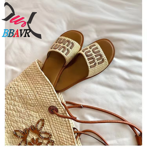 Sandalias Planas de Mujer con Parte Superior Tejida de PU Vintage, con Entresuela y Plantilla de EVA para Playa, Verano y Aire Libre - Product Image 3