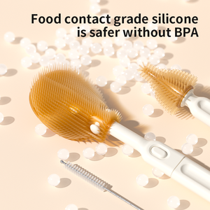 Bebestep, Juego de cepillos para biberones multifuncional portátil ecológico, cepillo de silicona con borde extraíble para chupete, taza de paja - Product Image 2