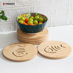 แผ่นรองแก้วไม้ไผ่หรูหรา ทรงกลม แบบกำหนดเอง 6 ชิ้น พร้อมที่วาง - Product Image 3