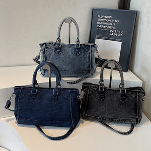 Nuova Borsa Trendy da <span class=keywords><strong>Donna</strong></span> di <span class=keywords><strong>Grande</strong></span> Capacità, Borsa a Tracolla Portatile Quotidiana, Borsa Casual in Denim con Cerniera per Donne - Product Image 2