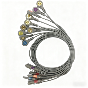 Fabriekslevering Din Style 10 <span class=keywords><strong>Leads</strong></span> 0.9M Tpu Holter <span class=keywords><strong>Ecg</strong></span> Kabel Aami Snap Aha <span class=keywords><strong>Ecg</strong></span> Leadwire Kabel Voor Ziekenhuisgebruik - Product Image 2