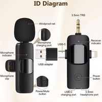 Nouveau microphone cravate sans fil portable pour enregistrement audio-vidéo, mini micro pour iPhone, Android, diffusion en direct, jeux, microphone pour téléphone