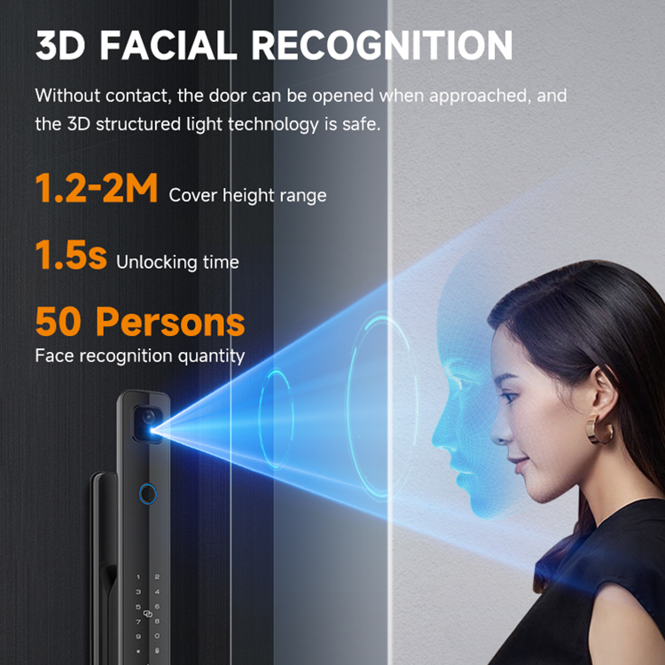 UIELOCK QA90 Wholesale Price Fully Automatic Digital Lock Large Screen Wifi Tuya Camera 3D Face Recognition Biometric Smart Lock · image 6