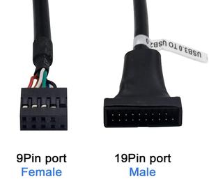 Convertisseur adaptateur de câble de <span class=keywords><strong>carte</strong></span> mère 19 broches USB3.0 mâle vers 9 broches USB2.0 femelle <span class=keywords><strong>6</strong></span> pouces/15cm - Product Image 4