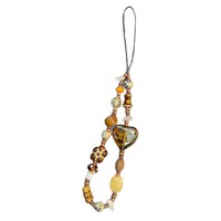 Chaîne de téléphone portable en forme de bonbon ambré pour femme, lanière en forme de cœur pour l'automne et l'hiver, style Instagram, breloques et pendentifs marron