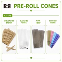 Boîte d'emballage en papier pour cônes pré-roulés avec logo personnalisé, papier non blanchi 13GSM, cônes en papier en forme de cône pour fumer avec embouts et tubes