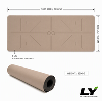 Tapis de yoga en caoutchouc naturel PU 183x68cm 5mm, tapis d'exercice large antidérapant absorbant la transpiration pour le yoga et la salle de sport à domicile