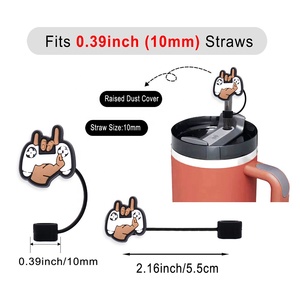 Venta al por Mayor de Tapas de Silicona para Pajitas de Vidrio de 10 mm con Diseño de <span class=keywords><strong>Pac</strong></span>-<span class=keywords><strong>Man</strong></span> para Vasos Stanley - Product Image 3