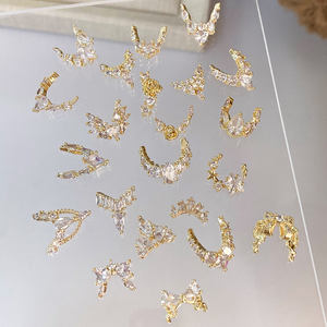 Breloques de luxe ruban d'or bague française bijoux pour ongles Zircon 3d Nail Art pendentif pour Salon de beauté - Product Image 5