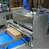 Machine à trancher le pain en continu, équipement de découpe automatique sur convoyeur, largeur de coupe personnalisable, boulangerie