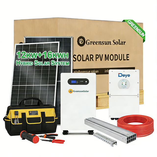 Complete Kit of Solar Power System Hybrid 12KW Solar with 16KWH Battery Backup for Residential ESS Solution