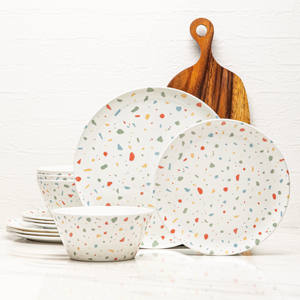 White <b>Confetti</b> 12-Piece BPA Free Melamine Dinnerware Set <b>for</b> 4 People Durable <b>Wedding</b> Dinnerware - Product Image 3