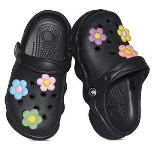 女の子のための調整可能なストラップピンクEVAクロッグかわいい滑り止め夏のビーチガーデンシューズ幼児のための花の装飾フラットデザイン - Product Image 5