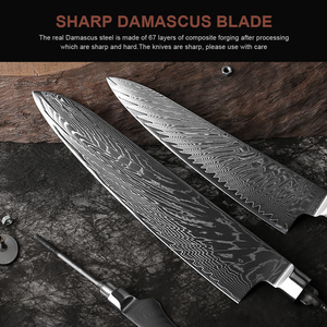 XITUO Lames de couteaux de cuisine vierges 1 à 9 pièces, en acier Damas 67 couches, pour montage DIY, haute dureté, outils de cuisine utilitaires, cadeau - Product Image 6