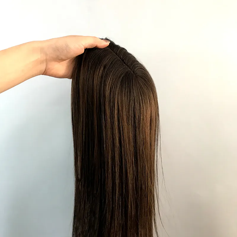 Vente en gros de cheveux humains de haute qualité Toppers pince à cheveux humains Remy à double tirage pour femmes postiche à base mono pour femmes