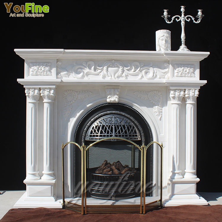 Новый дизайн, белый мраморный камин и каминная ковровая дорожка для декора