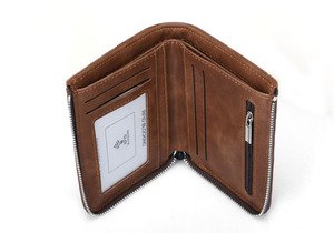 <span class=keywords><strong>Portefeuille</strong></span> court anti-vol RFID en cuir PU pour hommes, décontracté et bon marché, porte-cartes de crédit noir, porte-monnaie, porte-monnaie <span class=keywords><strong>zippé</strong></span> - Product Image 3