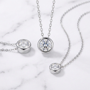 Collier pendentif bulle en moissanite plaqué or argent S925 avec chaîne O géométrique unisexe - Product Image 6
